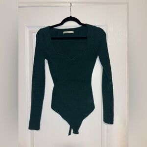 Abercrombie & Fitch Dark Green Long Sleeve Ribbed Bodysuit